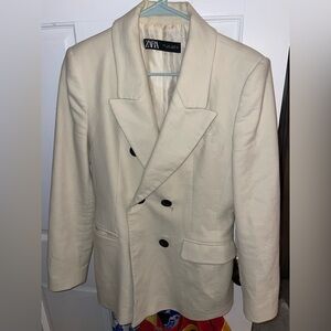 Zara Ivory Blazer with Black Accents